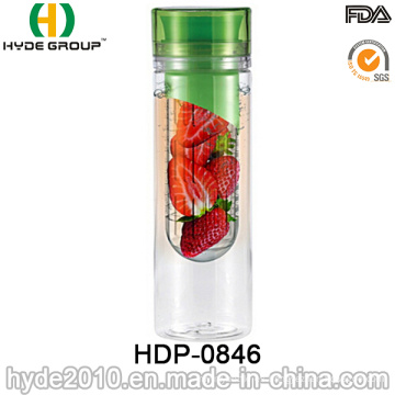 Nueva botella de agua de la fruta fresca al por mayor de Tritan, botella de infusión de fruta plástica libre de BPA (HDP-0846)